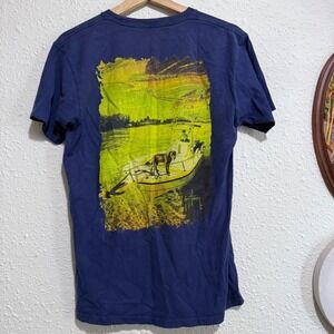 Guy Harvey mens S Graphic Classic fit T-Shirt Fishing Boat Dog Short Sleeve blue